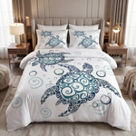 Marine turtle bundle ocean themed bedding in a coastal bedroom