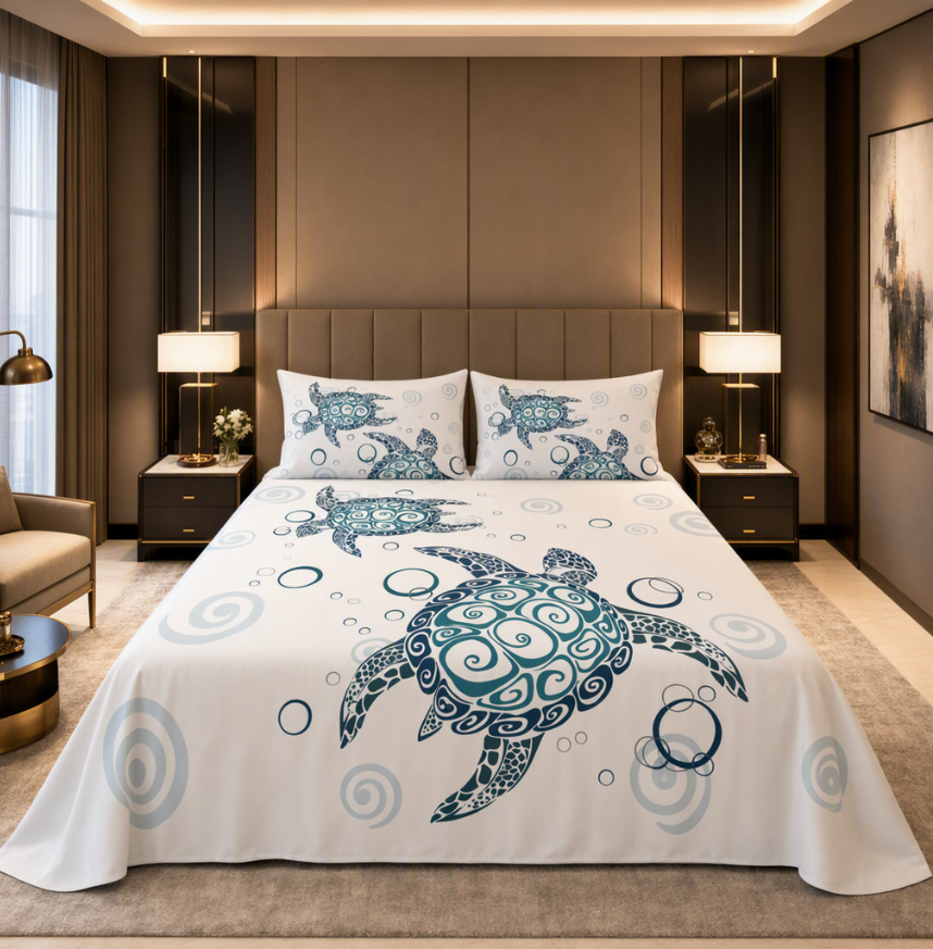 Marine Turtle Flat Bed Sheet